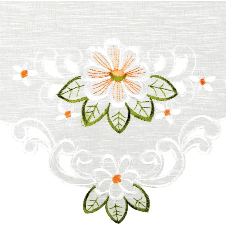 ARSVITA Tischläufer mit Stickerei, mit Blumen oder Schmetterlingen bestickter 35x140cm Läufer für den Tisch, in vielen verschiedenen Designs verfügbar (Farbe: Grün - Orange) – Bild 3