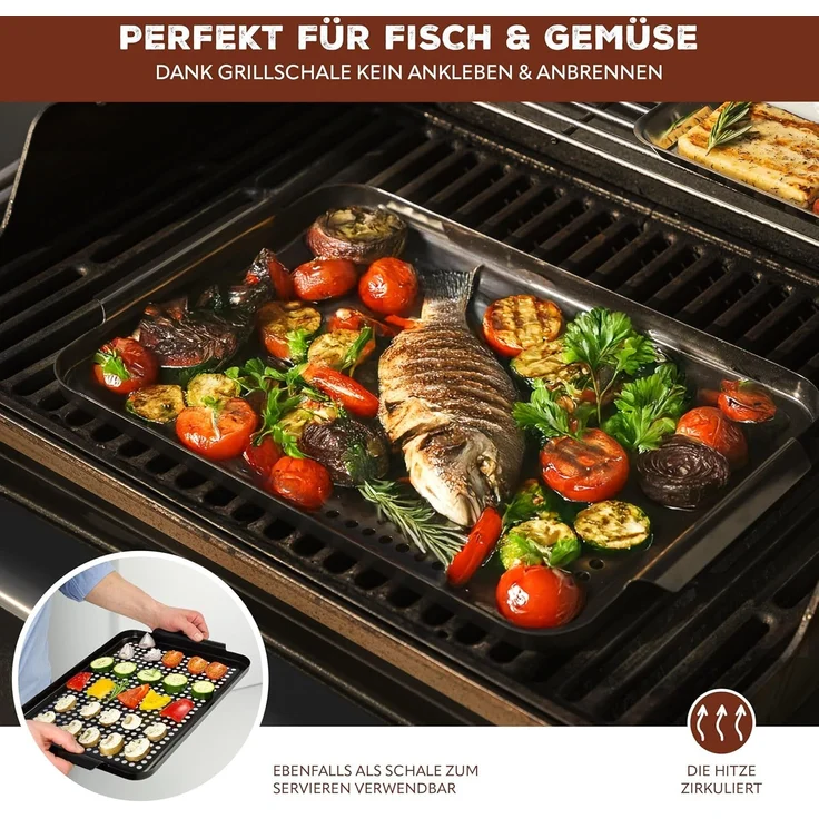 Bremermann 'MAXI' Grillplatte, antihaftbeschichtet, Stahl schwarz, 44,5 x 29,5 x 2,5 cm – Bild 5