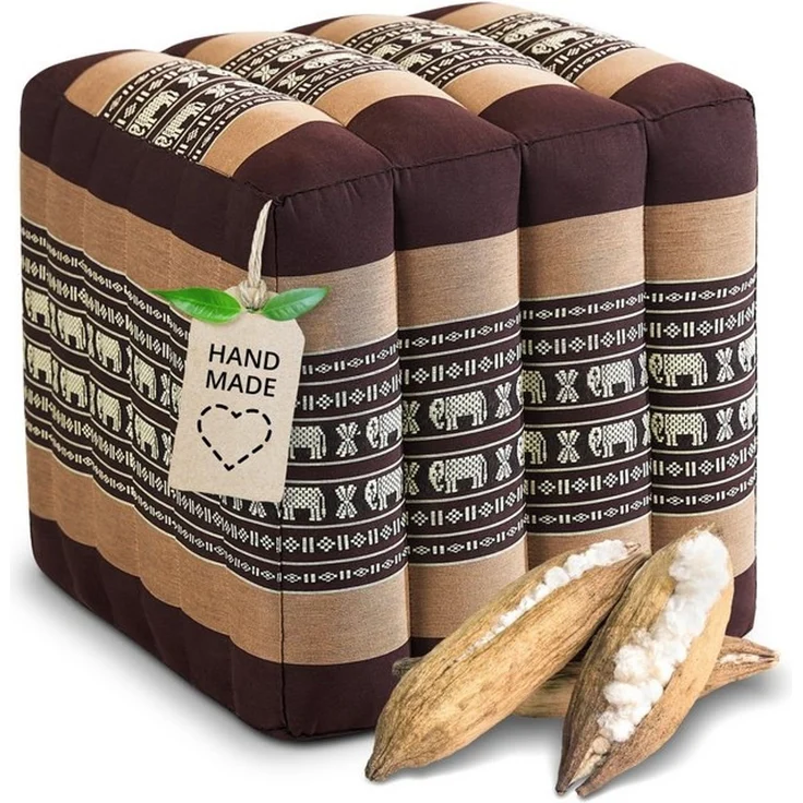 livasia Polsterhocker Würfelkissen - 40 x 40 x 40 cm - Sitzwürfel, Kapok, vegan, handgefertigt – Bild 4