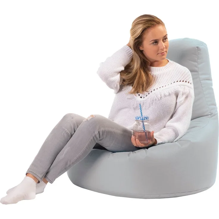 sunnypillow Gaming Sitzsack, XXL, mit Styropor Füllung, Outdoor & Indoor, Grau, Ø 80x85cm