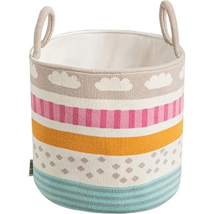 howa Aufbewahrungskorb be happy, Spielzeugkorb Kinderzimmer beige, Baumwolle, Strick, Ø 26cm, H 28cm