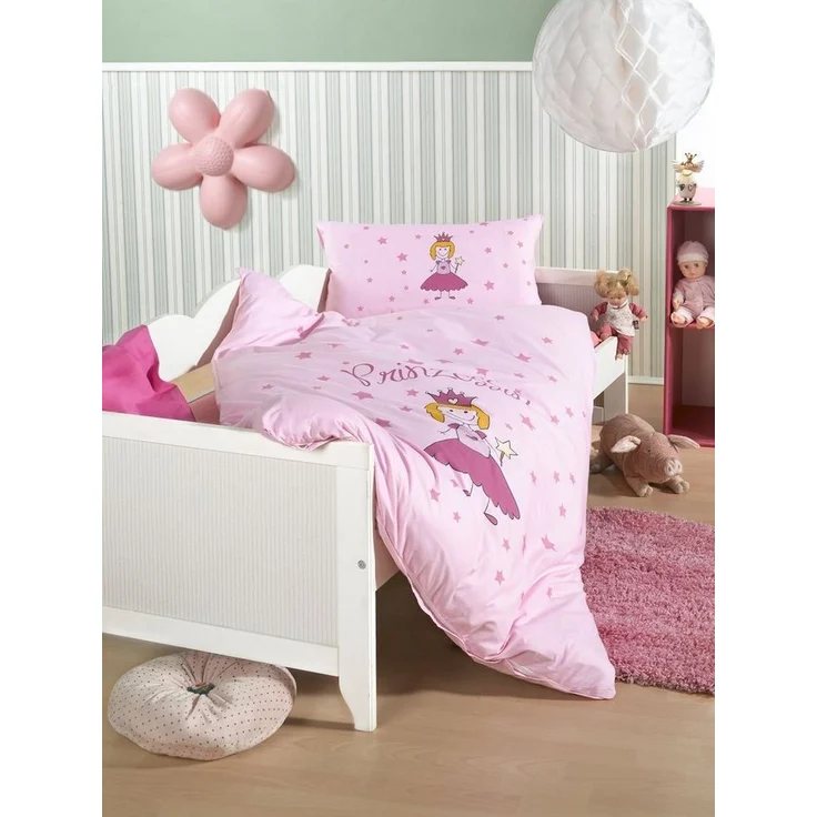 Soma Renforcé Baby Bettwäsche 100x135 cm Bettbezug Kopfkissenbezug 40x60 cm Prinzessin Rosa – Bild 1
