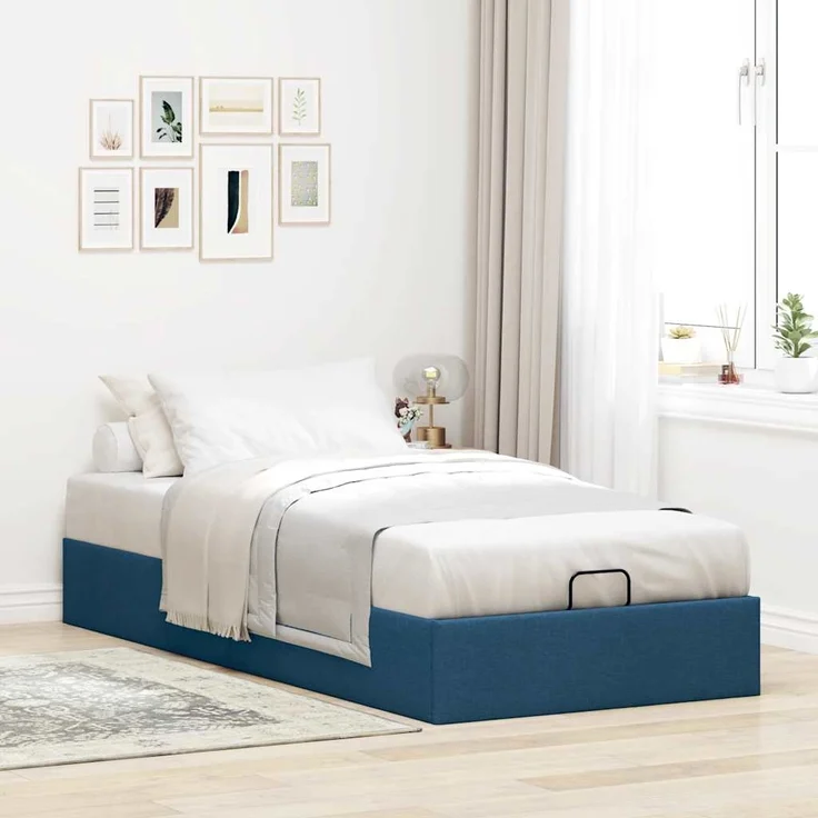 vidaXL Ottoman-Bett ohne Matratze Blau 90x200 cm Stoff 3310853 – Bild 1