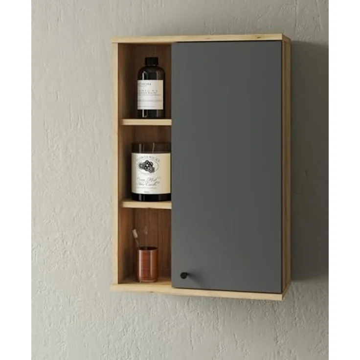 Badezimmer Hängeschrank Torsby in grau und Eiche 51 x 75 cm – Bild 4