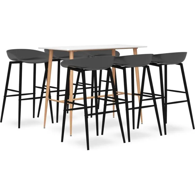 vidaXL 7-tlg. Bar-Set Weiß und Grau 3057453