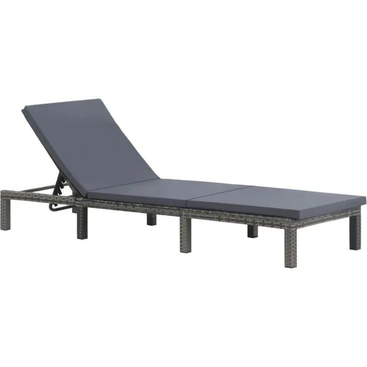 vidaXL Sonnenliege mit Auflage Poly Rattan Anthrazit 47752