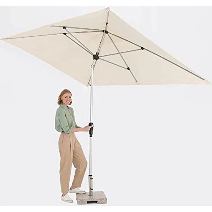 Doppler Sonnenschirm SL-AZ Auto Tilt 190x290 cm Natur I Gartenschirm knickbar I Kurbelschirm mit UV-Schutz 80+ I Kurbelschirm aus Aluminium I regenabweisendes Polyester-Schirmdach – Bild 10