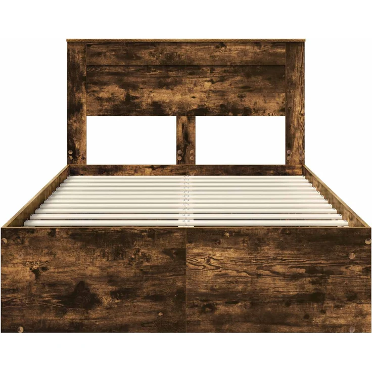 vidaXL Bettrahmen Geräucherte Eiche 120 x 200 cm Massives Kiefernholz 3409787 – Bild 6