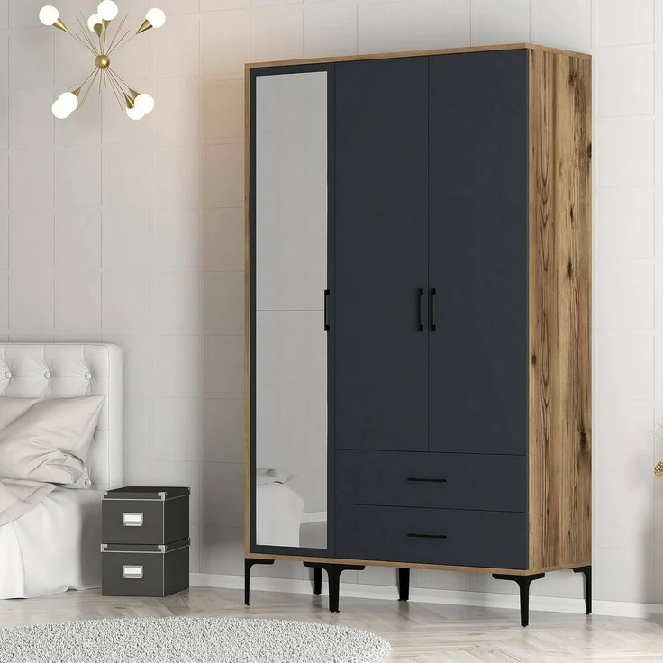 Dmora Kleiderschrank 3 Türen Shaula 120x47,5 cm Braun – Bild 8