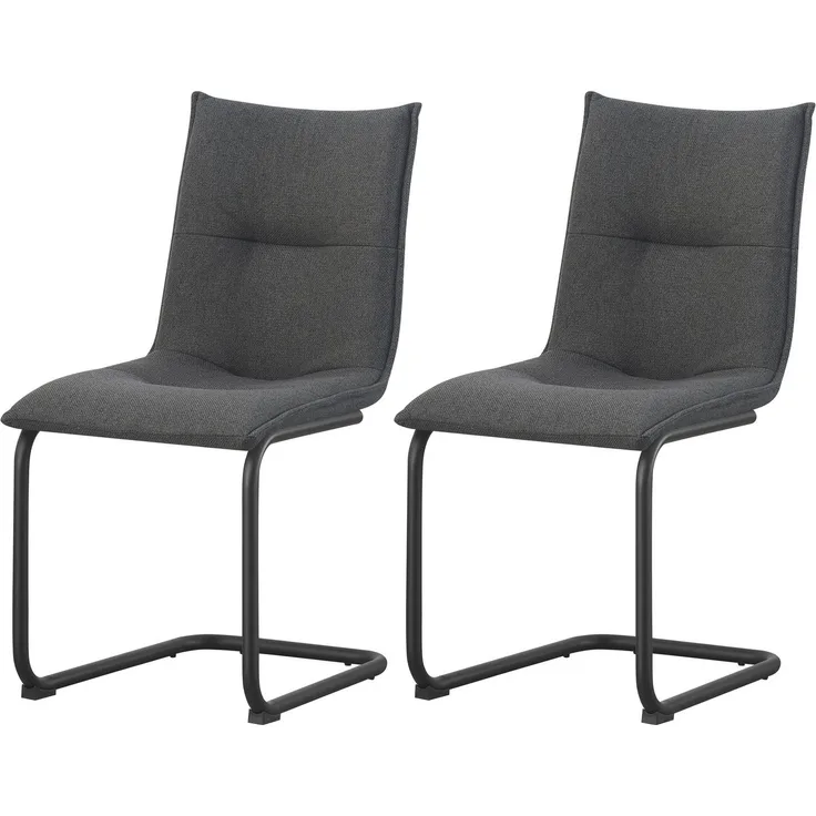 Schwinger-Stuhl 2er Set Torino Stühle in Anthrazit - gemütliches Design - B/H/T: 46x89x57 cm