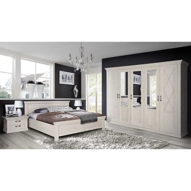 Forte '2 KASHMIR' Schlafzimmerset inkl. Schrank; Bett Nako in Pinie weiß