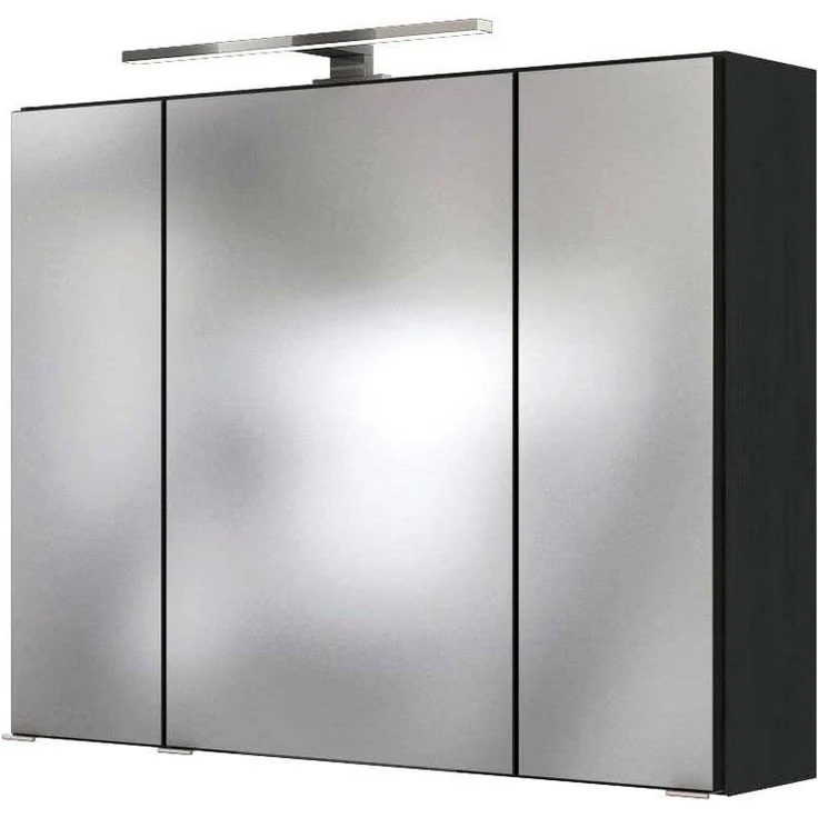 Badezimmer LED Spiegelschrank 80 cm ARLON-03 in matt grau BxHxT: 80 x 66 x 20 cm – Bild 1