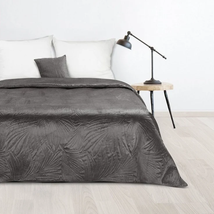 Design91 Tagesdecke LUIZ, gesteppter Bettüberwurf aus Velours – weich, stylvoll & vielseitig – Bild 1