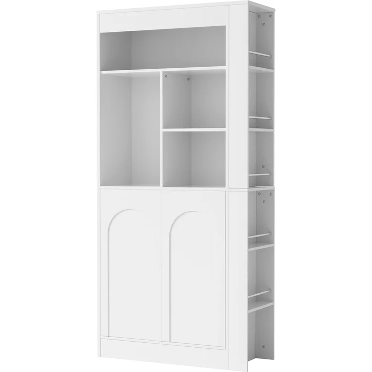 ZUBALIYA Regalschrank (85 x 35 x 180 cm), 2 Türen, Verstellbare Einlegeböden, Stauraum für Wohnzimmer, Arbeitszimmer und Flur, Weiß – Bild 16