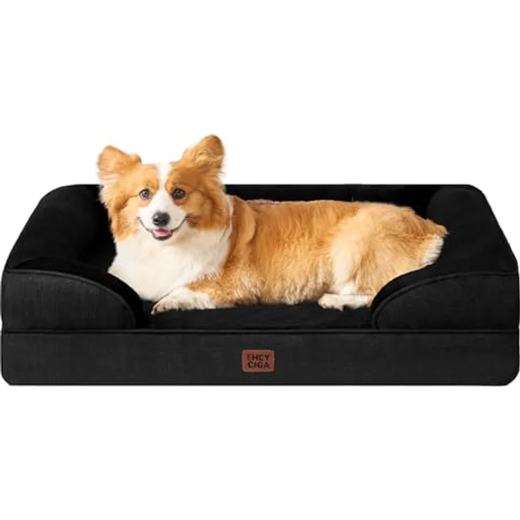 EHEYCIGA Orthopädisches Hundebett Grosse Hunde, Memory Foam, Mittelgroße Hunde, Waschbar, Wasserdicht rutschfest, mit Hohem Rand – Bild 2