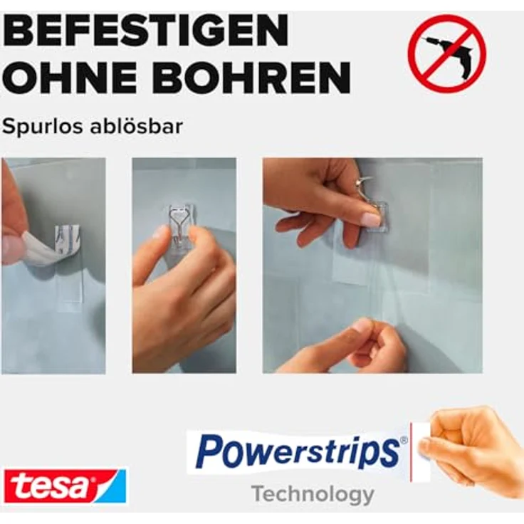 tesa Haken Powerstrips Drahthaken 3er-Set transparent – Bild 5