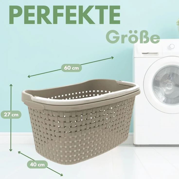 GarPet Wäschekorb 2er Set Wäschekorb mit Henkel 40 L Wäsche Box Wanne Sammler Plastik – Bild 2