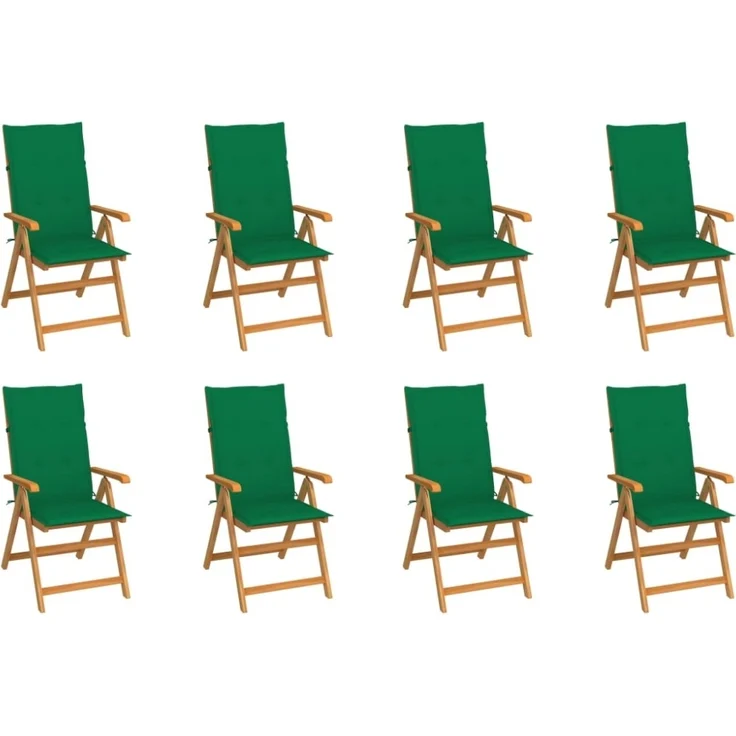 vidaXL Verstellbare Gartenstühle mit Auflagen 8 Stk. Massivholz Teak 3072546 – Bild 1