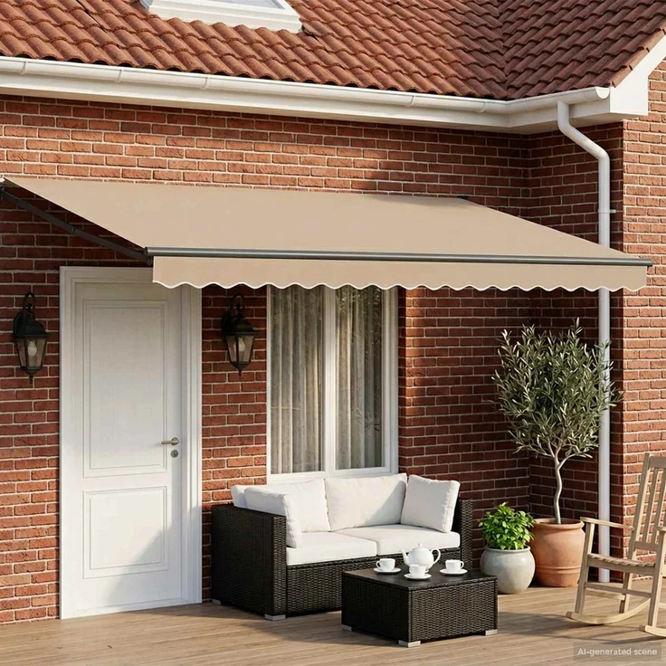 vidaXL Manuelle Gelenkarmmarkise mit LEDs, Beige & Anthrazit, 4 x 3 m – Bild 1