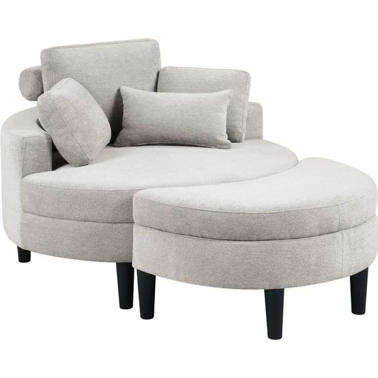 ATLANTIC home collection Loveseat Ravi, B: 114 cm, XXL- Sessel, mit Stauraumhocker, Rückenstütze & 4 Zierkissen – Bild 4