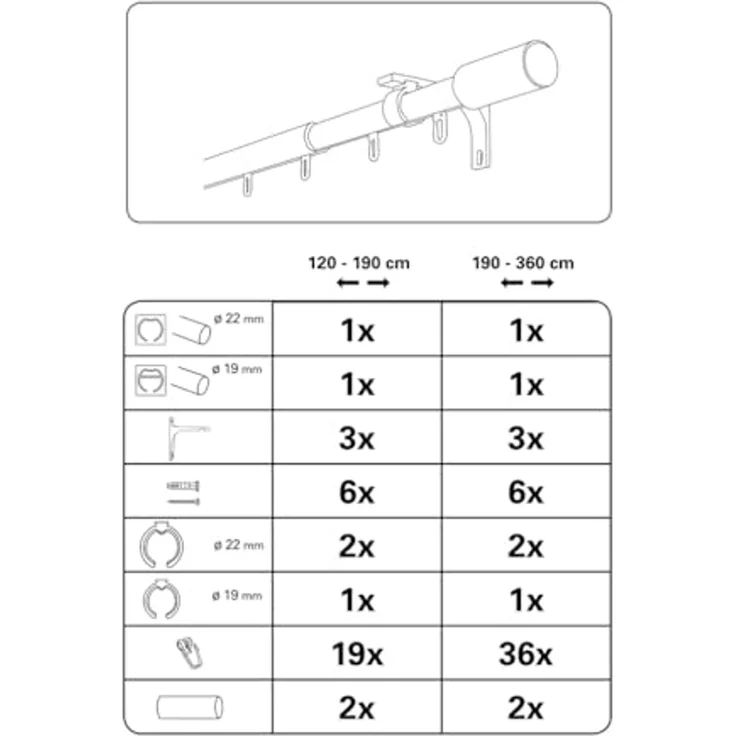 Gardinenstangen-Set Thasos 1-Lauf Ø 19/22 mm – Bild 5