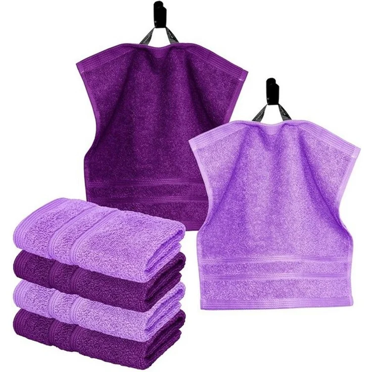 Lashuma Handtuch Set London, Frottee (Set, 6-St), Saugstarke Waschlappen Lila 30x30 cm – Bild 4