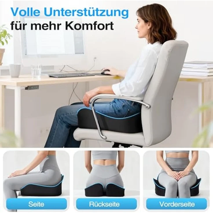 POPOLIC Sitzkissen Sitzkeilkissen für Bürostuhl & Autositz – Ergonomisch 46 x 38 x 10 cm – Bild 4