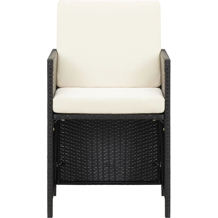 vidaXL 5-tlg. Garten-Essgruppe mit Kissen Poly Rattan Schwarz 3095518 – Bild 4