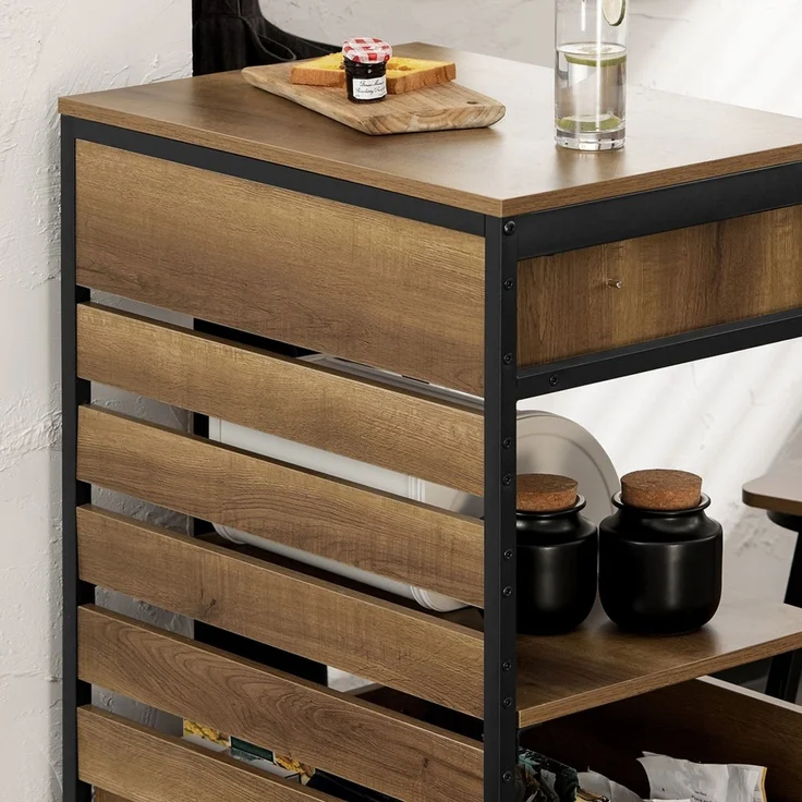 SoBuy FKW118-PF Küchenwagen, Spanplatte, Melamin, Braun, 60 x 90 x 45 cm – Bild 7