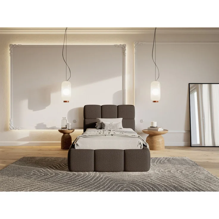 Selsey 'Cloudy' Polsterbett 90x200 cm, Bettkasten & Lattenrost, Bouclé Braun – Bild 2