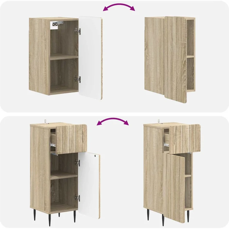 vidaXL 3-teiliges Badezimmer-Schranksystem ZWOLLE Sonoma-Eiche 3417758 – Bild 8