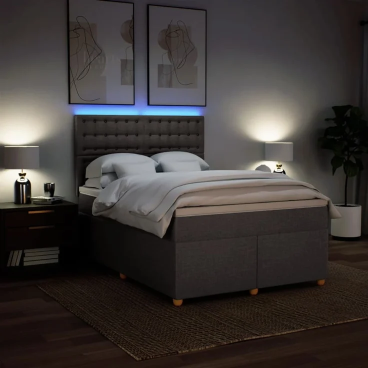 vidaXL Boxspringbett mit Matratze Taupe 140x190 cm Stoff 3293593 – Bild 4