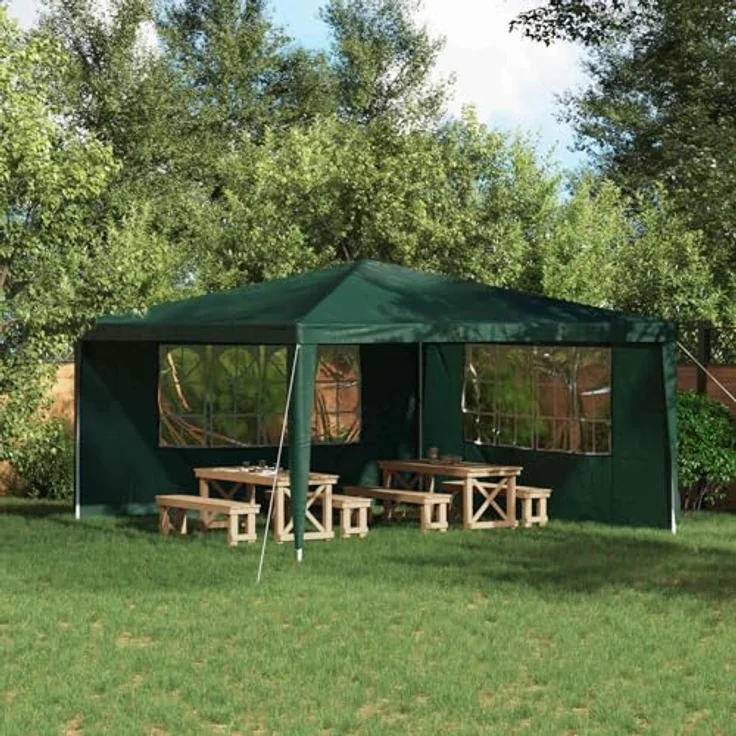 vidaXL Wand für Partyzelt, 2 Stück, 400 x 195 cm, wasserdichte und UV-beständige Seitenteile in Grün PE und Stahl für elegante Events im Freien – Bild 2