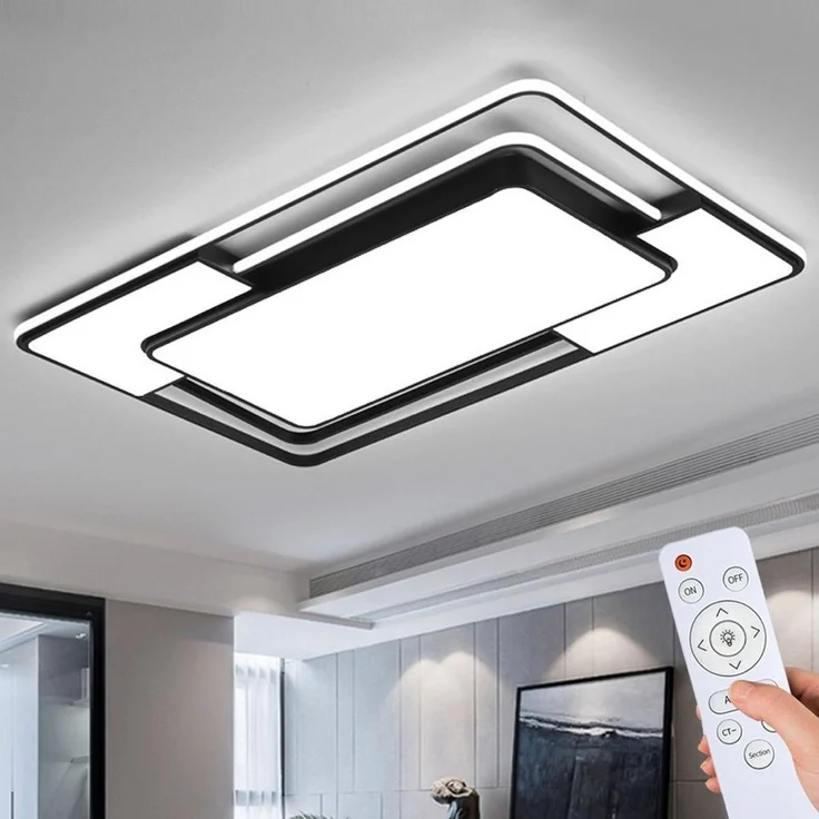 style home Deckenleuchte lampe LED Deckenlampe, 150W Warmweiß bis Kaltweiß 3000K-6000K, LED fest integriert, dimmbar mit Fernbedienung, Rechteck für Schlafzimmer Wohnzimmer Esszimmer Küche 90x60x6 cm – Bild 5