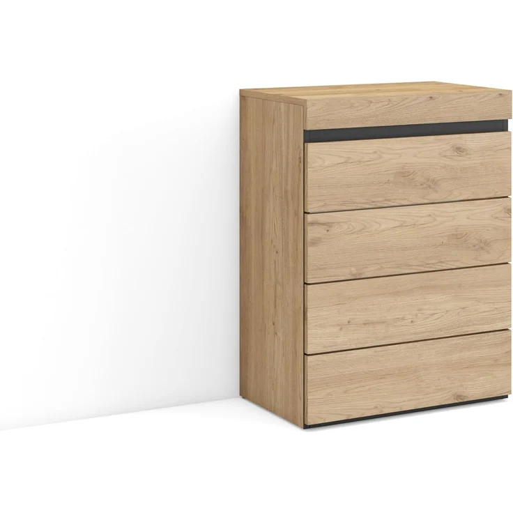 Skraut Home | Kommode mit Schubladen | Aufbewahrungsschrank | 57 x 75 x 35 cm | Für Schlafzimmer, Zimmer | Sideboard, Schrank | Moderner Stil | Eiche