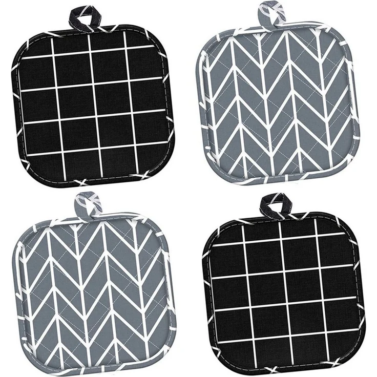 TUWENA Topflappen 4 Stück Hitzebeständige Topflappen Baumwolle, Topflappen Hot Pads, (4-tlg), Hitzebeständig bis 230°C, zum Kochen, Backen und Grillen – Bild 1