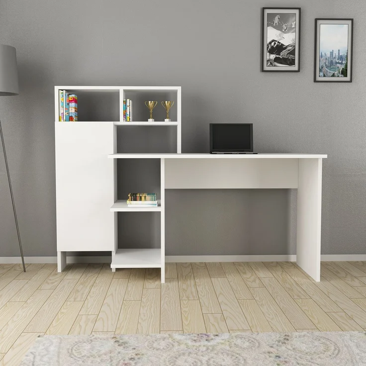 Skye Decor 'Bugra - White' Schreibtisch, Weiß, 135,9 x 111,8 x 60 cm – Bild 2