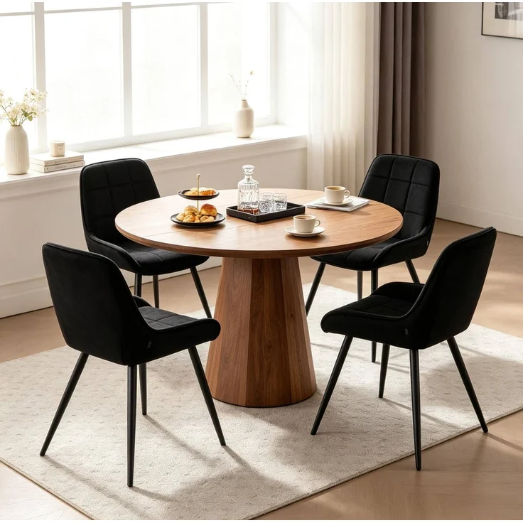 Essstuhl-Set 4er 52,5x43x81,5 cm aus Samt mit Metallgestell und gepolstertem Sitz – Bild 4