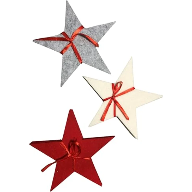 Annastore Platzset 12 x Filzsterne Filzdeko Sterne Weihnachten Filzunterlage Sterne, In DREI Farben – Bild 3