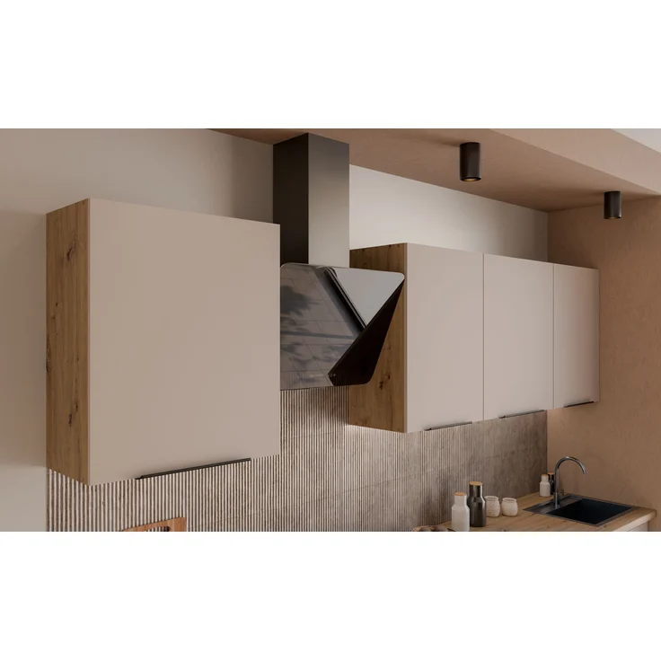 Küche SOLANO BASIC 280 cm Küchenzeile Küchenblock Einbauküche Kaschmir beige matt + Eiche Artisan matt – Bild 2