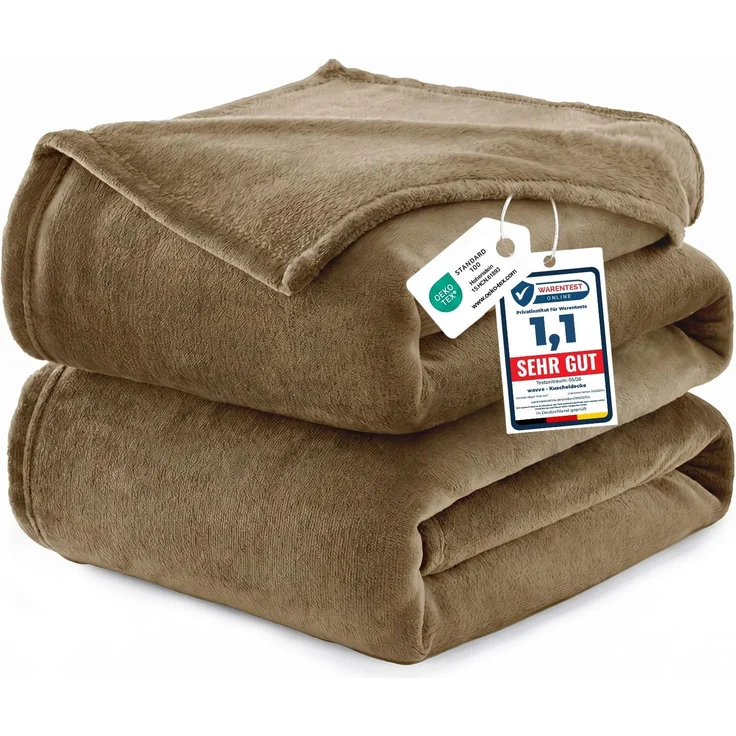 WAVVE Kuscheldecke 230x270 cm XXL Große Riesig – Flauschig Decke Fleecedecke, Wohndecke Warm Winter Weich, Sofadecke Couchdecke, Decke Couch Blanket, Sofaüberwurf Camel Leicht