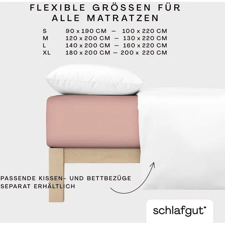 Schlafgut Spannbettlaken Premium, Gummizug: rundum, (1 Stück), Mako-Zwirn-Jersey, Purple Mid, XL 180x200 cm - 200x220 cm – Bild 3