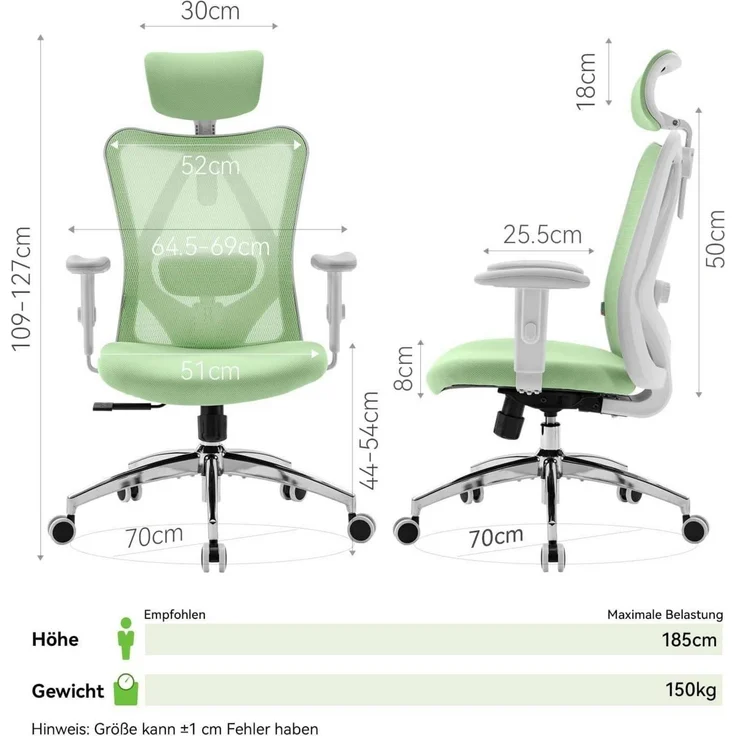 Ergonomischer SIHOO M18 Bürostuhl Verstellbare Kopfstütze – Bild 3