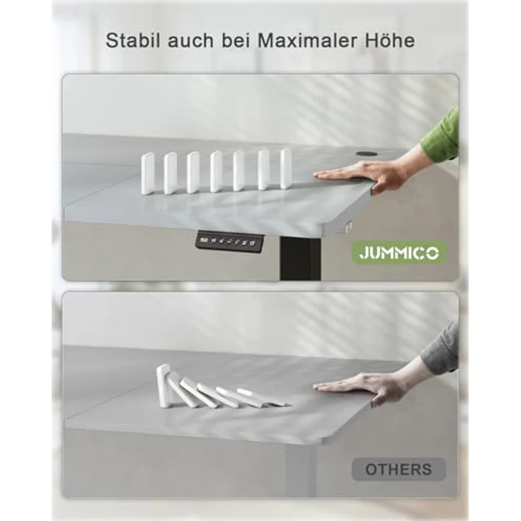 JUMMICO Höhenverstellbarer Schreibtisch 180x80 cm, USB-A-Anschluss | Schreibtisch Höhenverstellbar Elektrisch, Erinnerung bei langem Sitzen Stehschreibtisch, Computertisch Grau und Schwarz – Bild 6