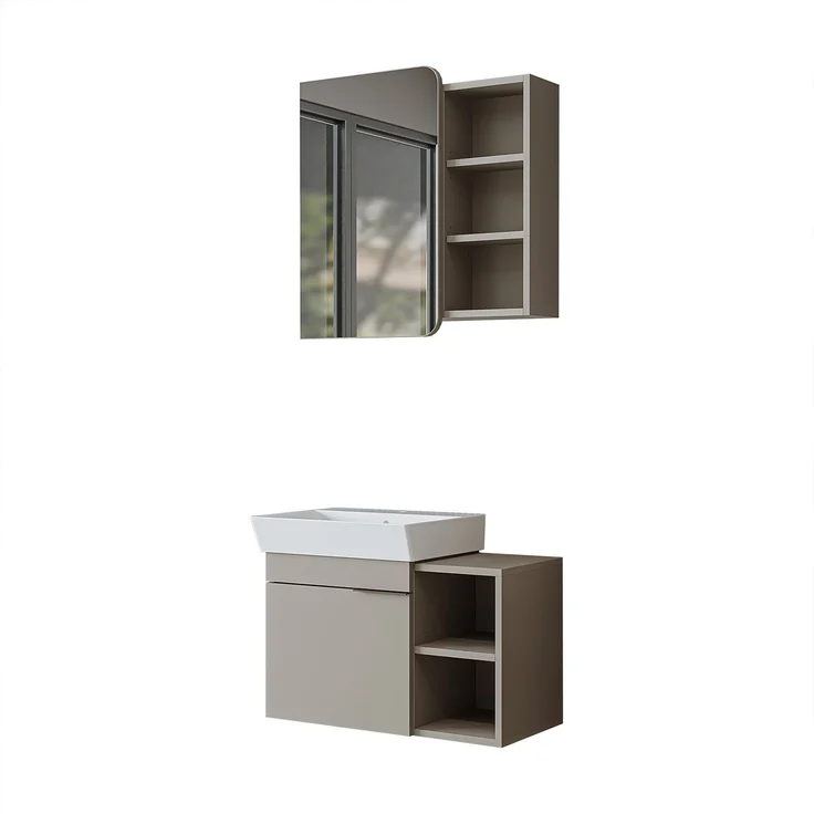 Skye Decor '2937' Badmöbel-Set mit Waschbecken & Spiegel (2-teilig), Sandstein, 72 x 54 x 38,6 cm – Bild 6