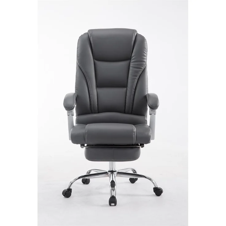 DELUKE® Bürostuhl MIAMI - 118x68x64, Grau Kunstleder Metall in Chromoptik Gestell ergonomische Bürostühle Homeoffice Stuhl mit Rollen – Bild 2