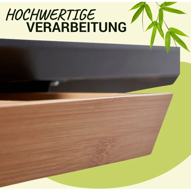 bümö Schreibtisch Organizer Schublade aus Bambus - große Unterbau Ablage für Stifte, Smartphones & Co. - einfach unter dem Tisch montierbar, Premium Schreibtisch Zubehör, us-bambus-gr – Bild 5
