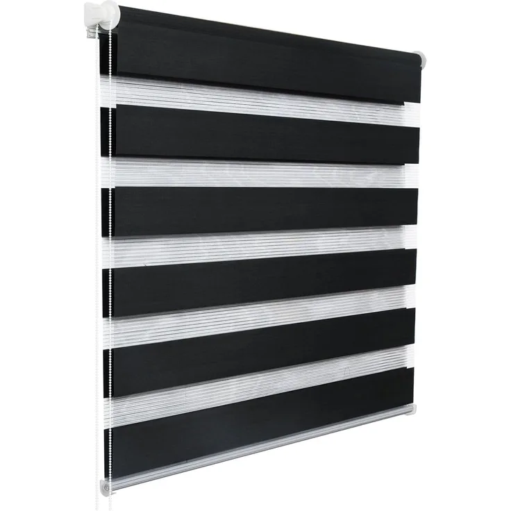 WOLTU Doppelrollo Klemmfix ohne Bohren Anthrazit B110 x H150 cm, Duo Rollo Zebrarollo Fensterrollo Klemmrollo Seitenzugrollo Easyfix lichtdurchlässig & verdunkelnd Rollos für Fenster und Tür