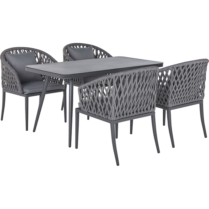 Beliani 'LIPARI' Gartentisch Set, Metall grau, 140x80x75 cm