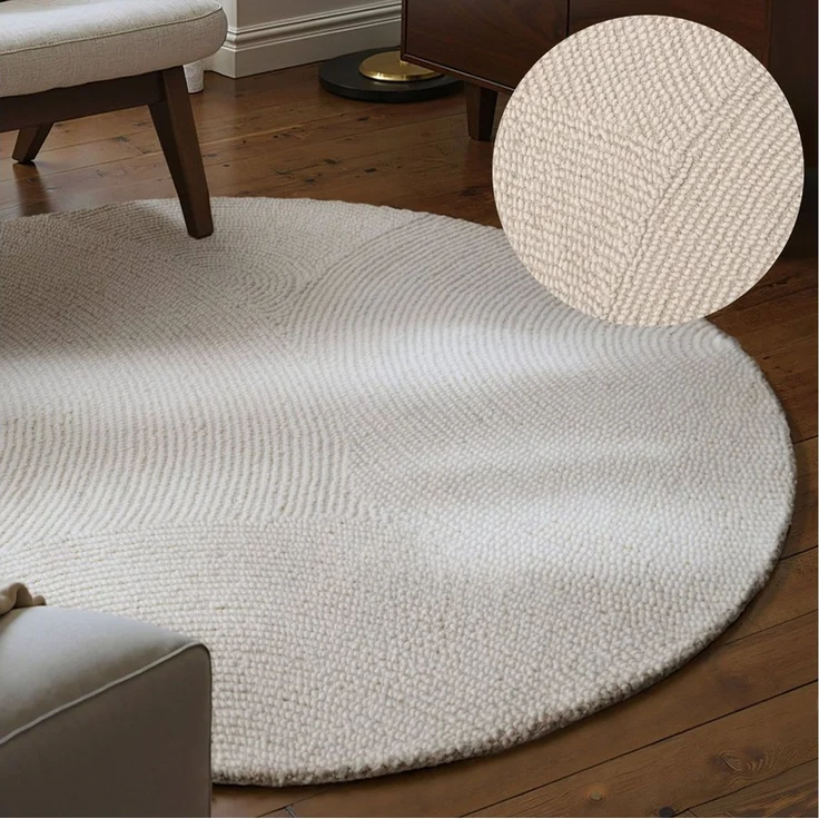 HANSE Home Wollteppich Calmio, auch als Läufer und in rund, rechteckig, Höhe: 18 mm, Handgetuftet, Wolle, Natur, Wohnzimmer, Schlafzimmer, Skandi, Hygge – Bild 5